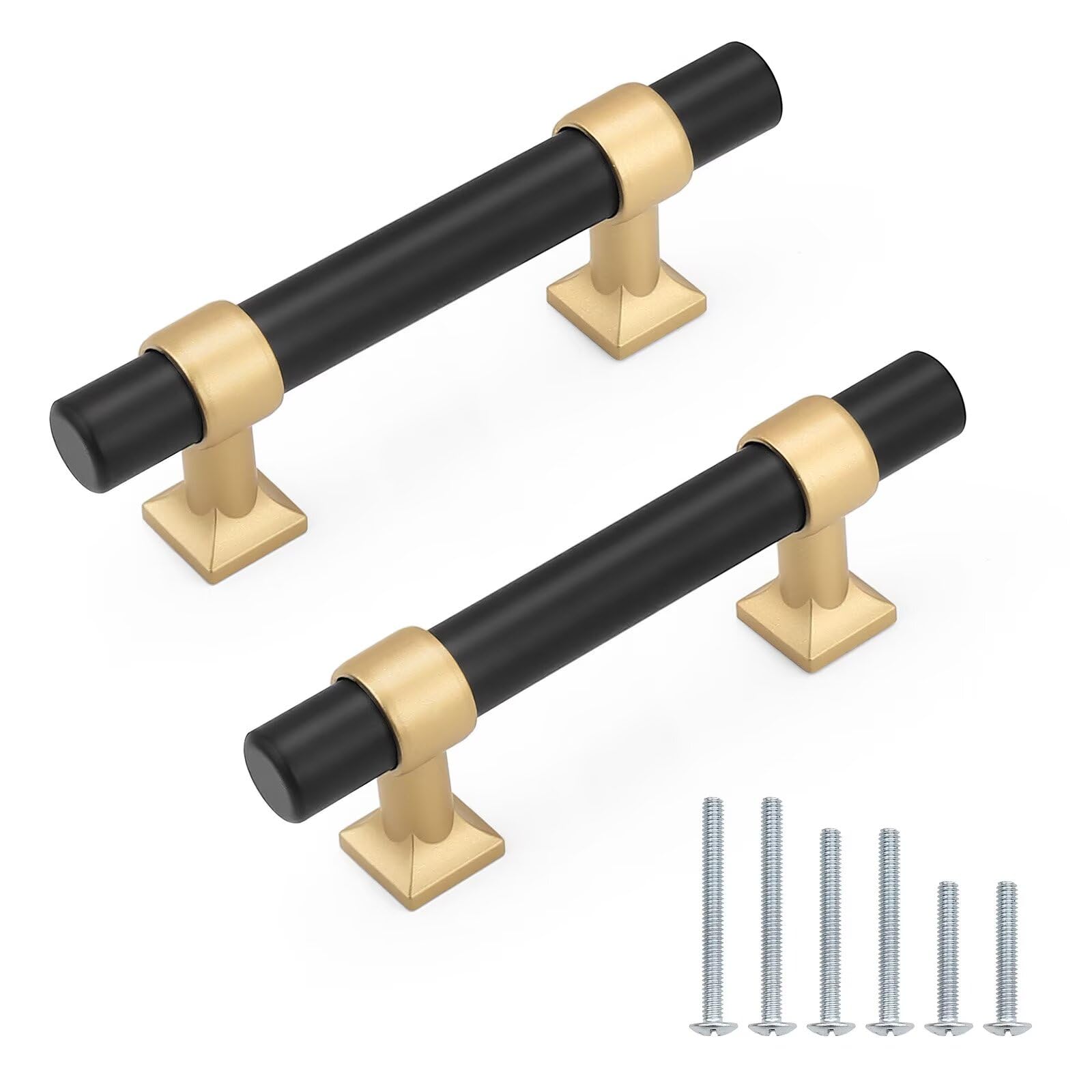 Schrankgriffe mit goldfarbenem Champagnersockel, T-Form, für Küchenschränke, Kommoden, 20 Stück, 64 mm, Gesamtlänge: 10,2 cm