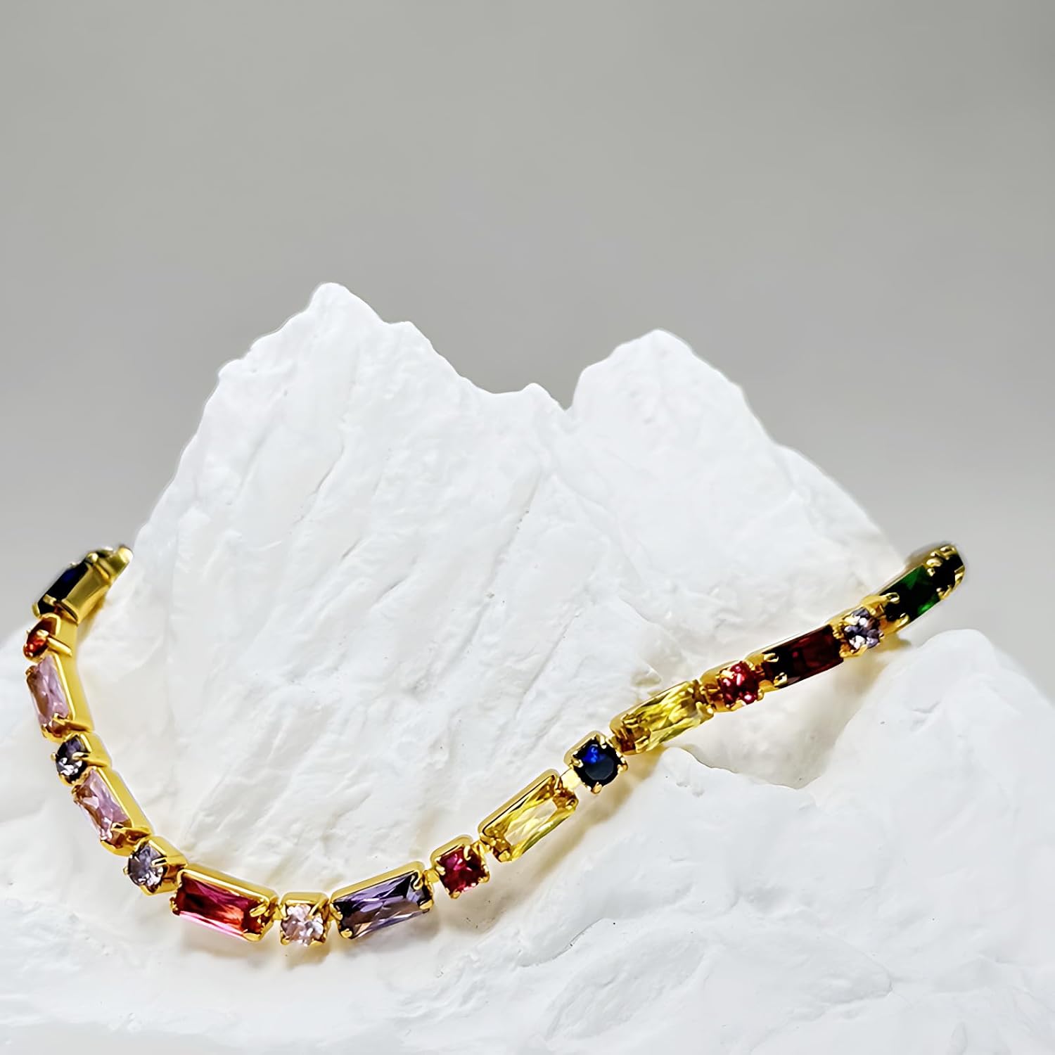 Multi Colored Crystal Tennis Bracelet Boho Cubic Zirconia Bracelet for WomenColour - Image 3