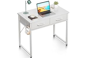ODK Small Desk with Fabric Drawers- Perfect Complement for Your Bedroom