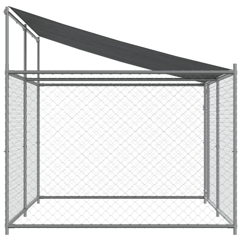 Eleganz Hundezwinger aus verzinktem Stahl 4x2x2 m mit Dach und Tür – Robuster und wetterfester Auslauf für Hunde im Garten