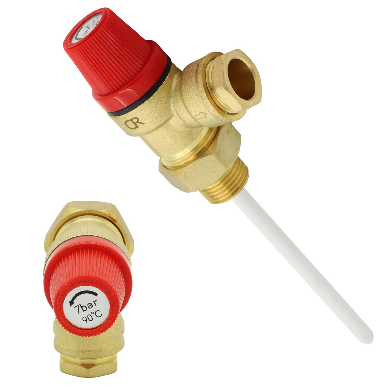 Valvola di sicurezza di scarico per temperatura e pressione, 7 bar, 90 °C, 1/2 pollice, corpo in ottone