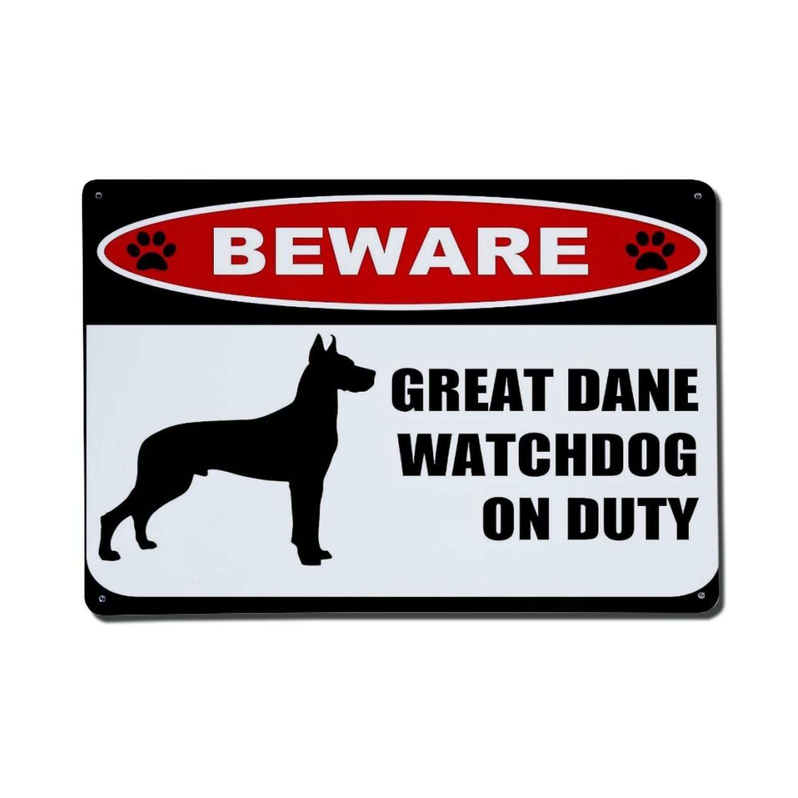 Beware Great Dane Watchdog Metal Tin Sign Plaque