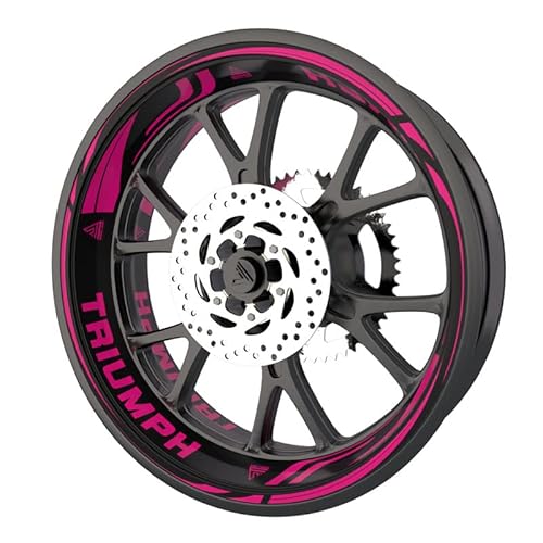Triumph Motorrad-Felgenaufkleber-Set Komplettset (Aufkleber für die 2 Felgen) (Fuchsia)