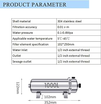 304 Stainless Steel Ultrafiltration Membrane Filter PVDF Ultra-Filtration Membrane 1000L/H