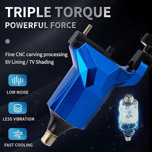 Miniatura 2 de Kit de tatuaje, kit completo de pistola de tatuaje, kit de máquina de tatuaje rotativo, 20 piezas, agujas de tatuaje, 2.5 fl oz, tinta negra, papel