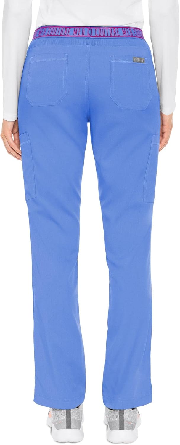 Med Couture Touch Women's Yoga 2 Cargo Pocket Pant Small Ceil