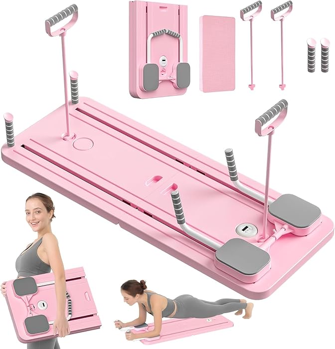Reformer Pilates Multifonction avec Bandes de Résistance - Appareil Abdominale et Entraînement Complet du Corps pour Gym à Domicile, Pliable et Compact pour Un Rangement Facile