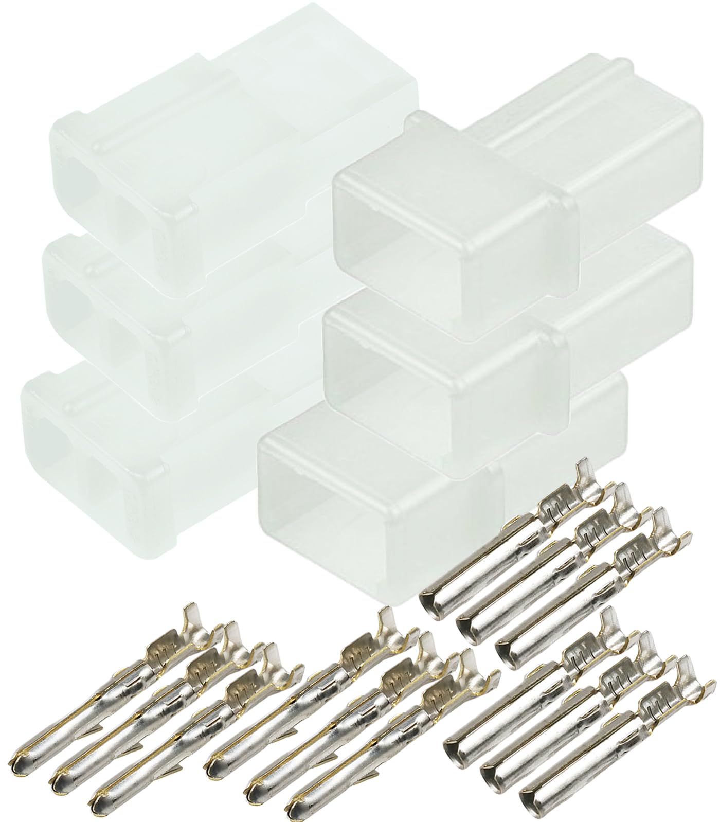 3-Pack (2 Pin) 15A, 250/VAC/VDC Male & Female White Connector, Commercial Mate-N-LOK Free Hanging