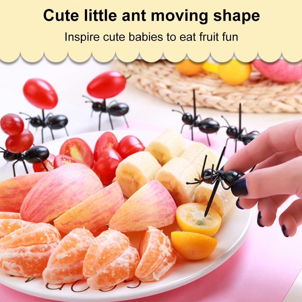 48 Stücke Ant Obst Gabel Set, Animal Fruit Picks, Wiederverwendbare Ameisen-Zahnstocher - Kreative Ameisenfutter Picks für Obst, Snacks & Sandwiches