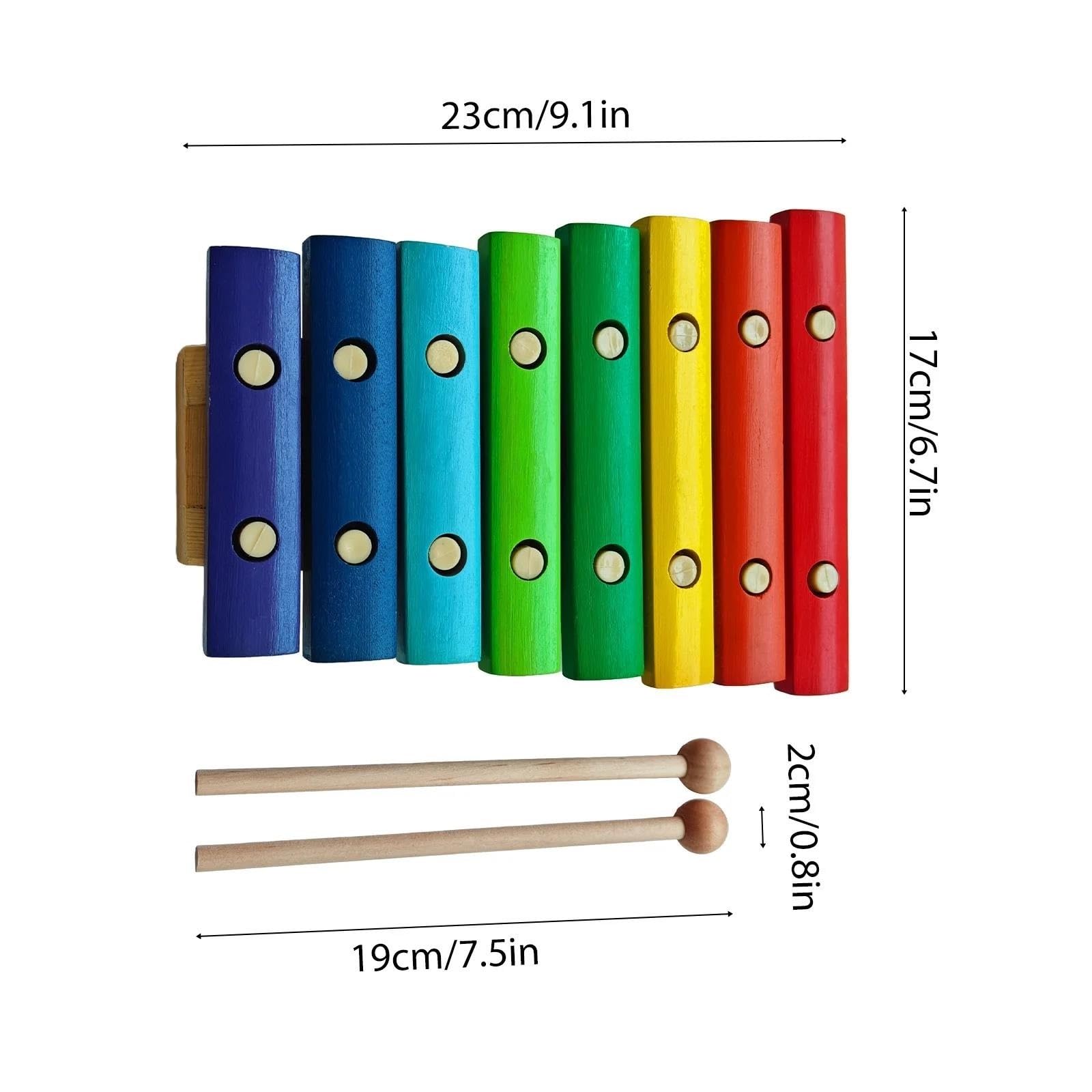 Xilófono Musical Xilófono De Madera De 8 Notas Instrumento Musical Con 2 Mazos De Madera Teclas Coloridas De Madera De Abedul
