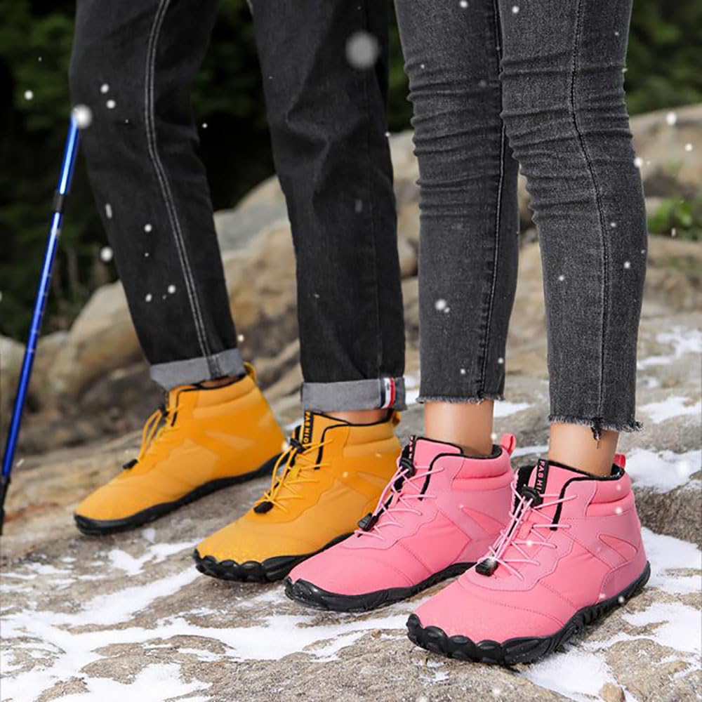 Zureto Chaussures pieds nus d'hiver, chaussures de randonnée pour homme et femme, imperméables, larges orteils nus, chaussures de randonnée