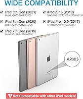 Vista 2 de Funda de teclado para iPad 9/8/7ª generación, 10,2 pulgadas, teclado Bluetooth desmontable, color rosa