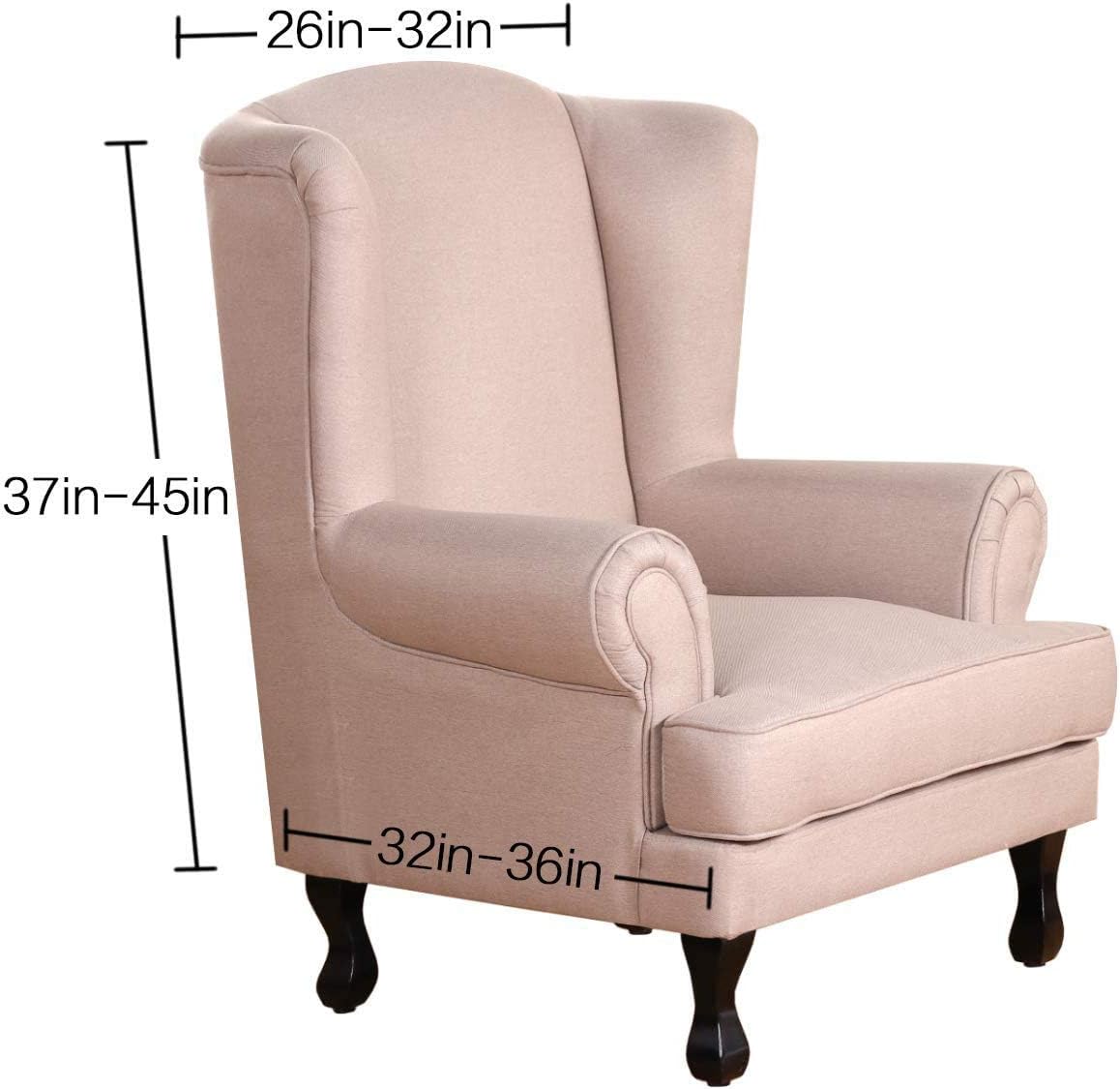 Water Resistant Wingback Chair Sofa Slipcover, Non-Slip Sofa Cover Waterproof Armchair Slipcover Small Checked Jacquard Fabric Furniture Protector-4