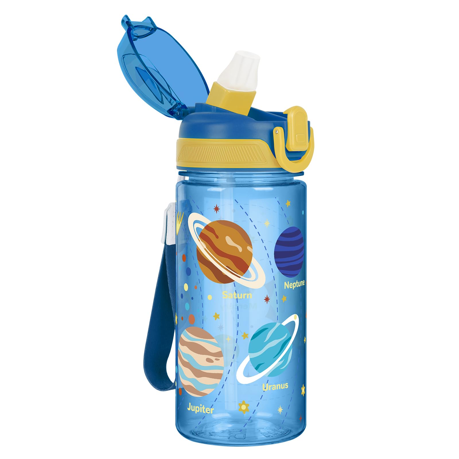 Kids Water Bottles with Straw for Girls & Boys Tritan, 480ML - Solar System