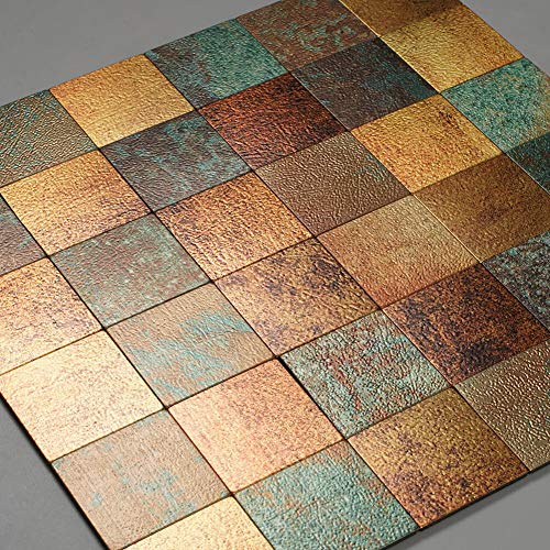 Adedeo Metal Backsplash Tile Self-Adhesive Aluminum Surface Mosaic Peel And Stick Tile White Marble Grain & Gold For Kitchen Backsplash Bathroom Wall (5 Sheets) #TOP3