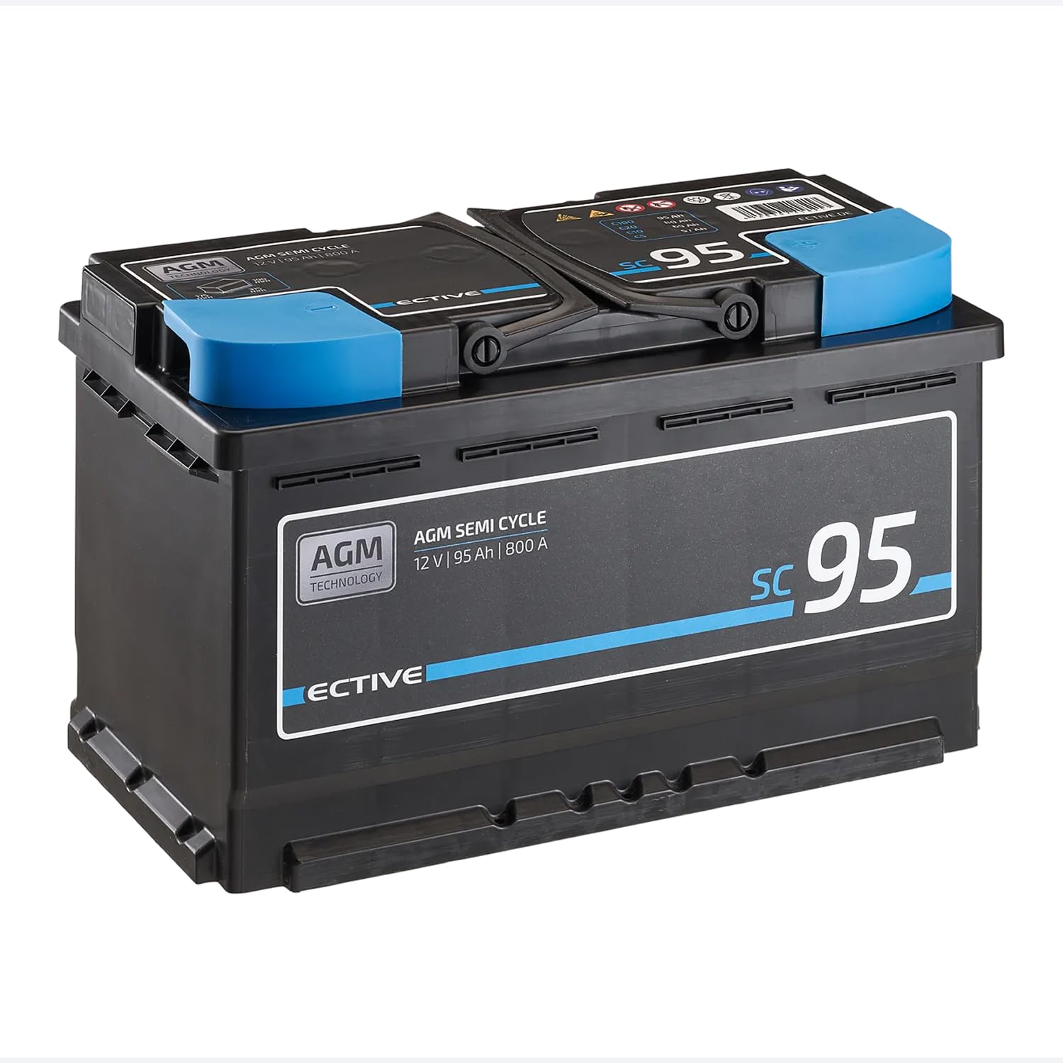 ECTIVE AGM-Batterie 12V 95Ah/80Ah – VRLA, wartungsfrei, 800A Kaltstart
