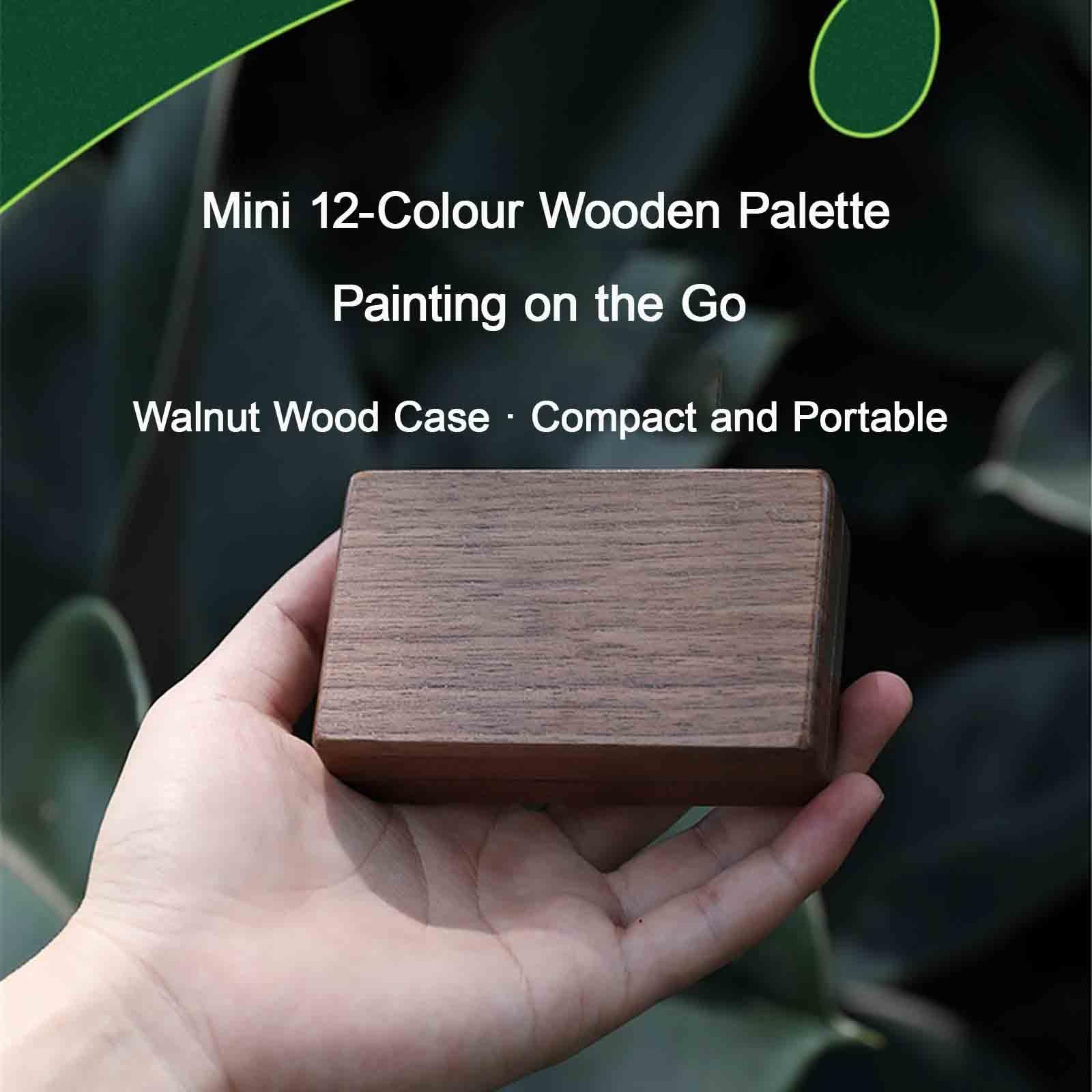12 Farben Mini Aquarell Set Walnuss Tragbar Aquarell Set Unterwegs Portioniert Solide Aquarellfarben Für Zugreisen(12-colour A)