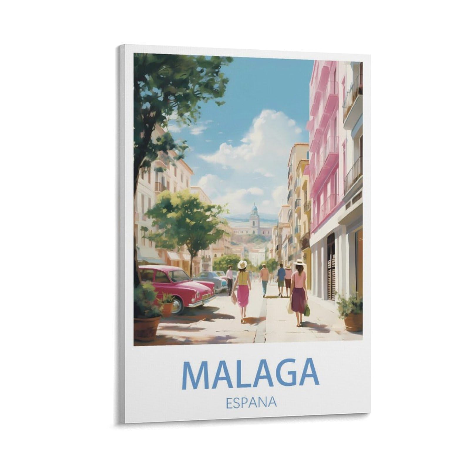 Puplum Frame-Style Espana Malaga Vintage Travel Posters 20X30inch(50X75cm) Canvas Wall Art Posters For Living Room Decor Paintings For Home Decor