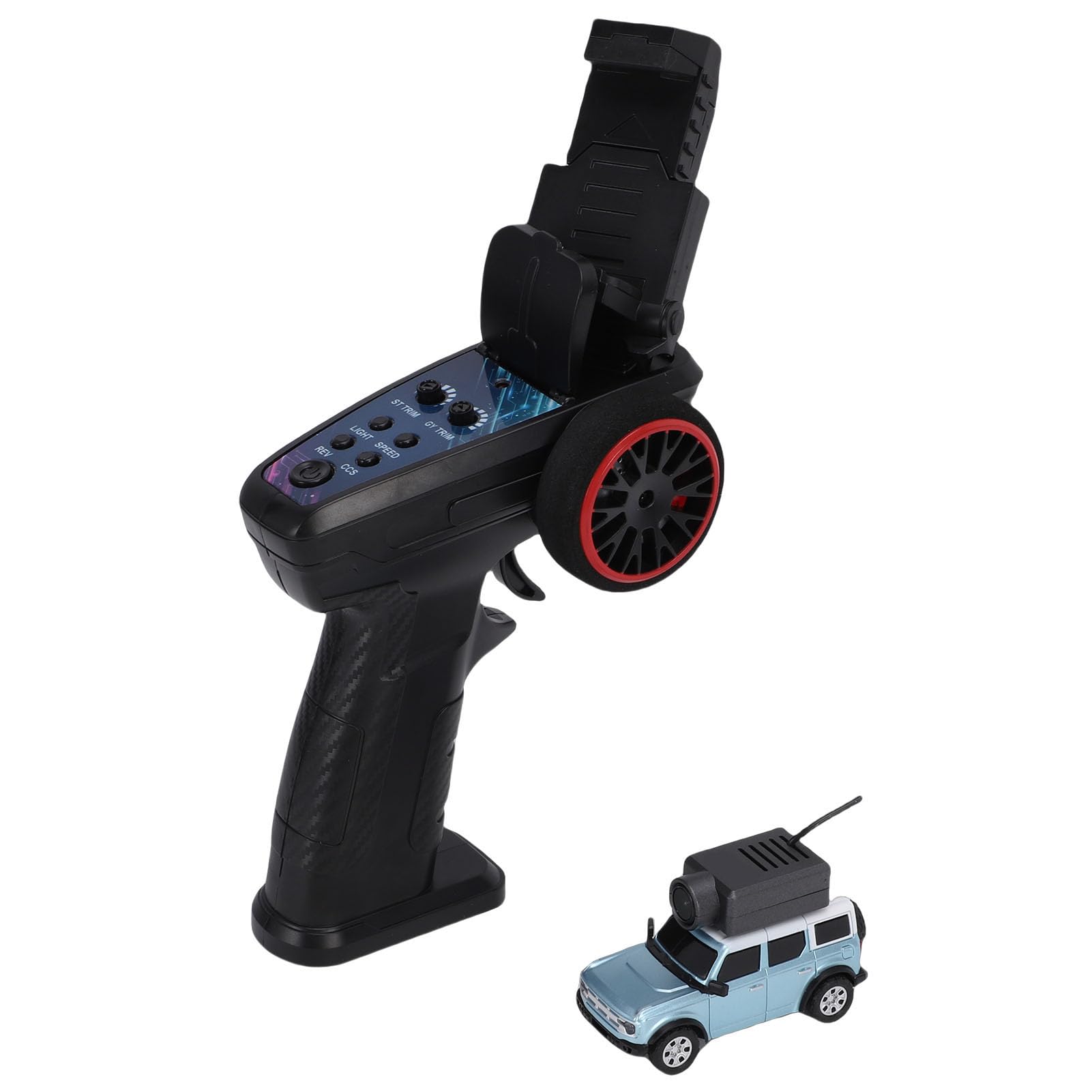 RiToEasysports Samochód Mini RC 1:64 FPV, Zdalnie Sterowany Samochód do Driftu 2,4 GHz z kamerą HD i Połączeniem Aplikacji Wi-Fi, Samostabilizująca Kontrola 3 Prędkości do Użytku w (jasny niebieski)