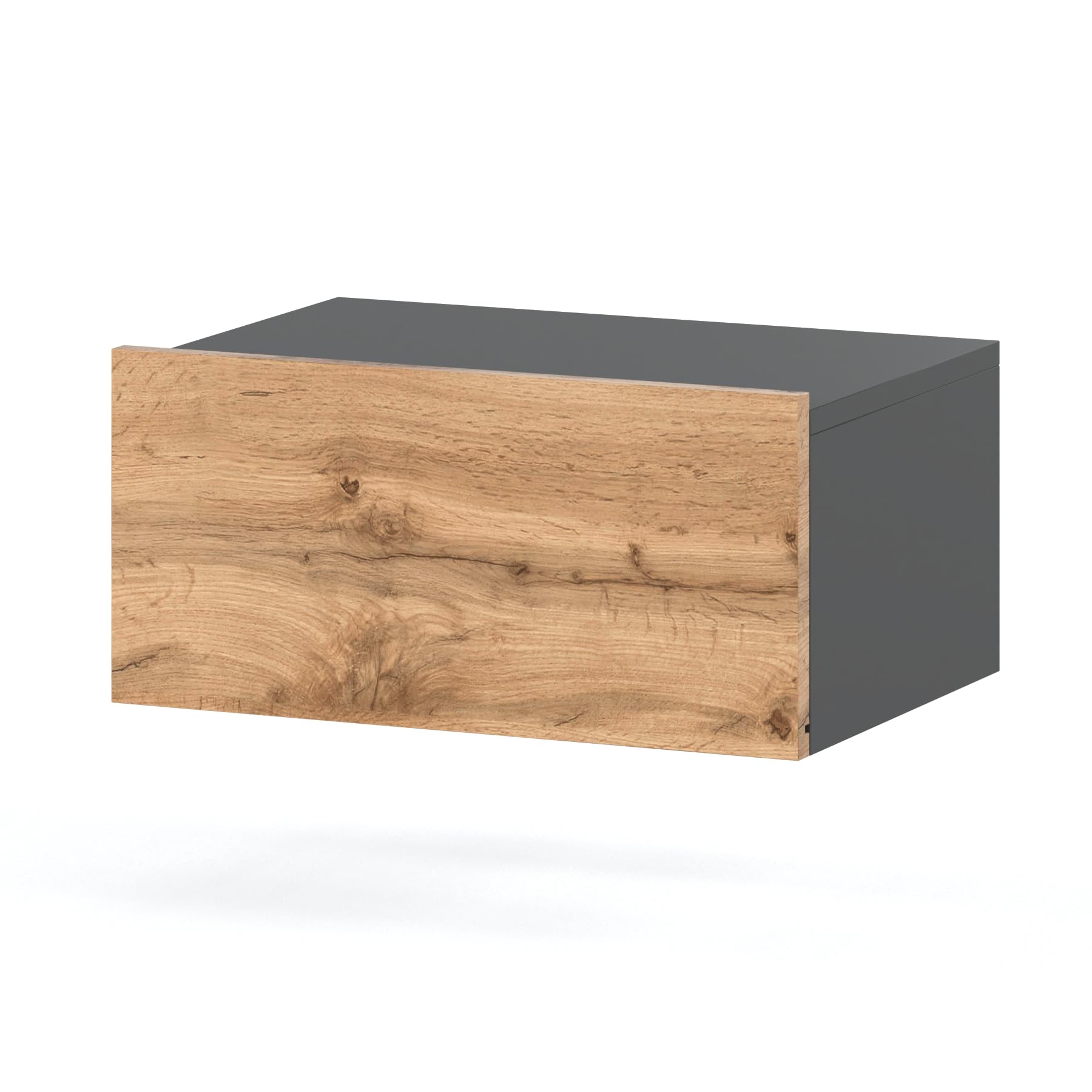 MRBLS Nachttisch Wandmontage 2er Set - Nachttischschrank Hängend - Modernes Design Wandschublade - Nachttisch Wand –Nachtschrank - Wandregal Mit Schublade (Grau Matt - Wotan) – 45 x 19 x 32 cm (B/H/T)
