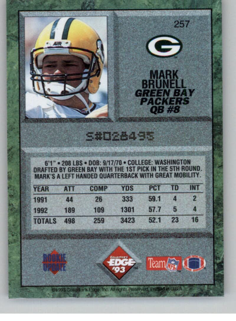 Amazon.com: 1993 Collector's Edge Football #257 Mark Brunell RC