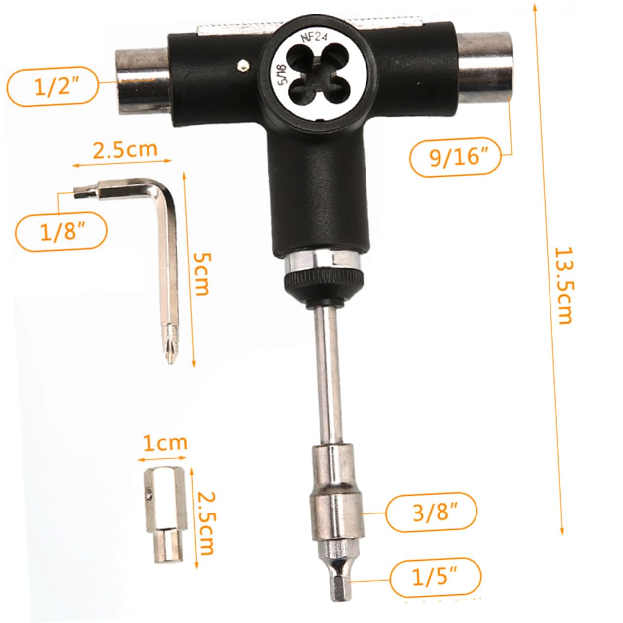 VINTORKY One Multifunctional Skateboard T Tool Set Lightweight and Portable Tool for Skateboards Mini Skateboards and Cruisers Black Durable Heavy Duty