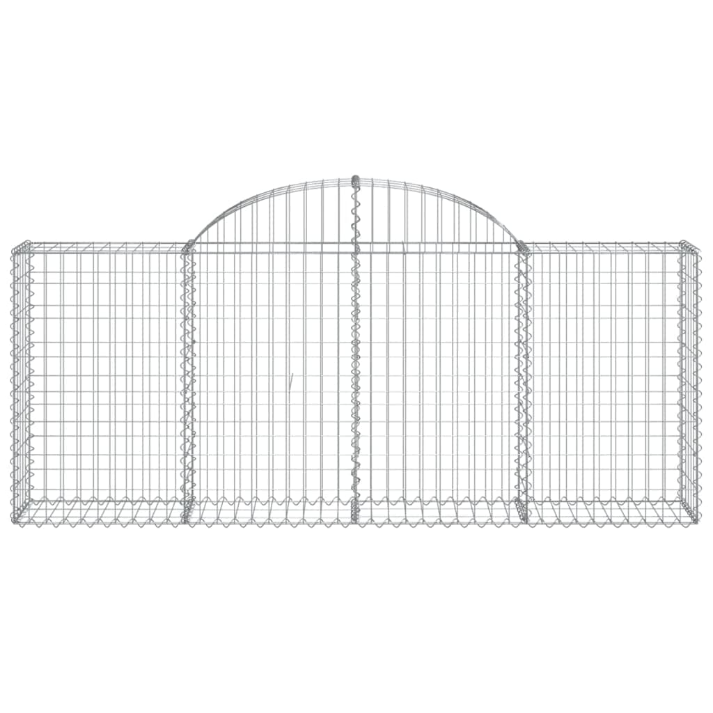 Gaviones con arco alto, 6 unidades, 200 x 30 x 80/100 cm, hierro galvanizado para barreras de jardín y protección visual como pared decorativa de gaviones de alambre robusto