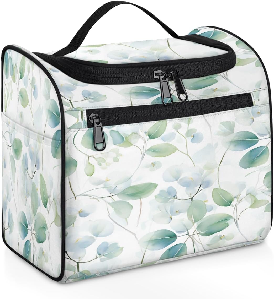 Hanging Travel Toiletry Bag for Women Men, Eucalyptus Tree Green Waterproof Cosmetic Organizer Toiletries Bag for Travel Accessories