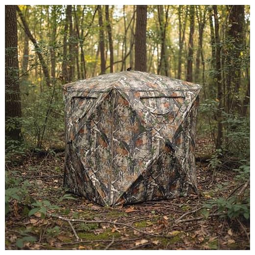 Lenotos Hunting Blind, 2 Person Pop Up Blinds 360 Degree See Through, Portable Durable Hunting Ground Blinds for Deer & Turkey Hunting(A-1008)