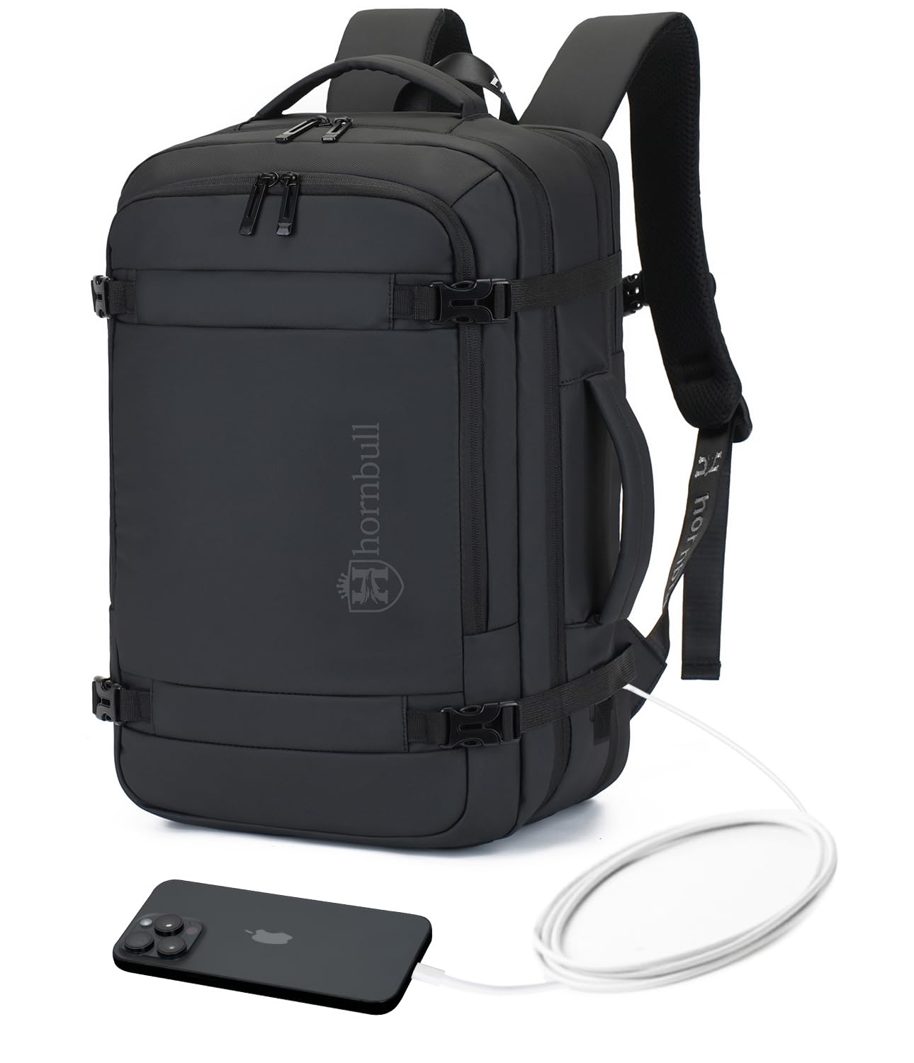 HORNBULL Paris Travel Backpack for Men 40L & Upto 17.3-inch Laptop Backpack Water-resistant Expandable with USB & Type-C Port Multi-Layer Large Capacity Backpack for Weekend Office & Travel