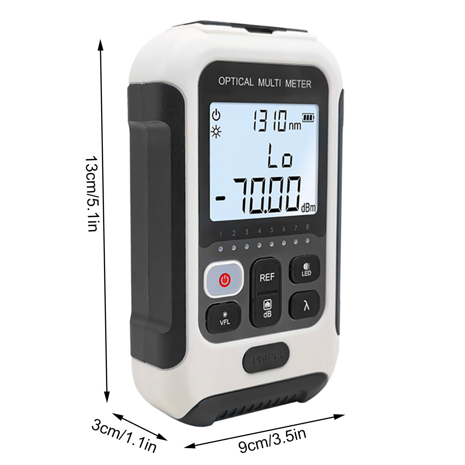 Yuecoom Optical Fiber Power Meter, 3 in 1 Optical Power Meter White Multifunctional High Accuracy Fiber Optic Tester for Communication Engineering