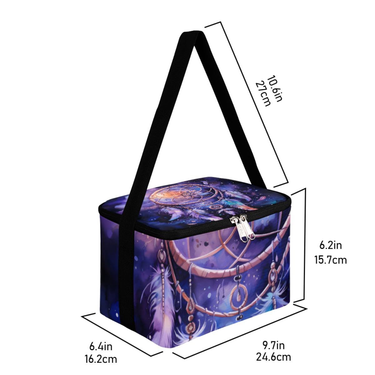 GzLeyigou Lunch Bags for Women Men 9 Cans,Dream Catcher Hot & Cold Food Delivery Bag Insulated Grocery Bag Insulated Lunch Box Feather Cooler Bag for Office Work Picnic Beach