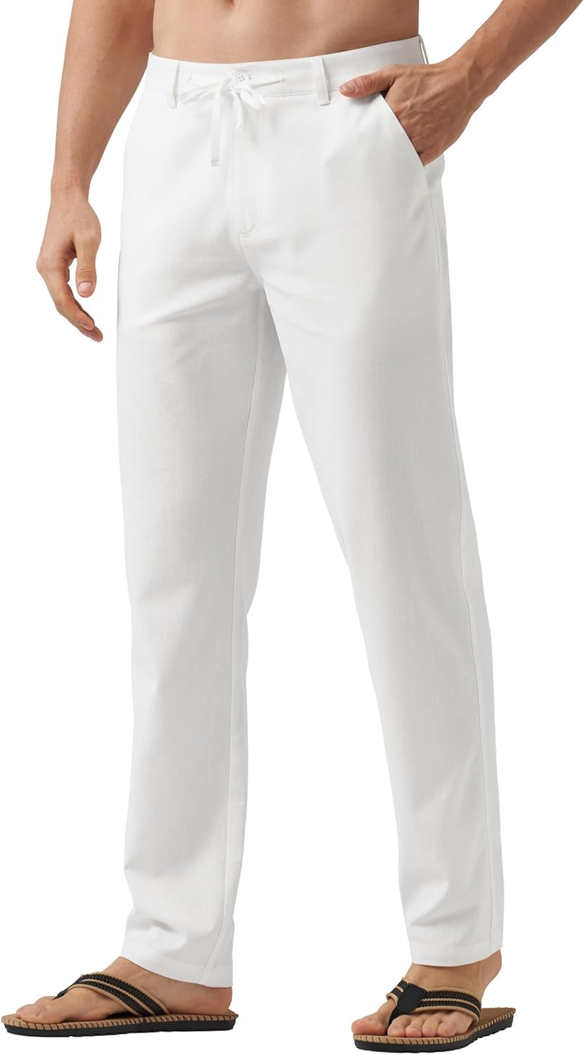 Willit Men's Linen Pants Casual Linen Dress Pants Drawstring Beach Summer Lightweight Trousers 29" 30" 32" - Image 2