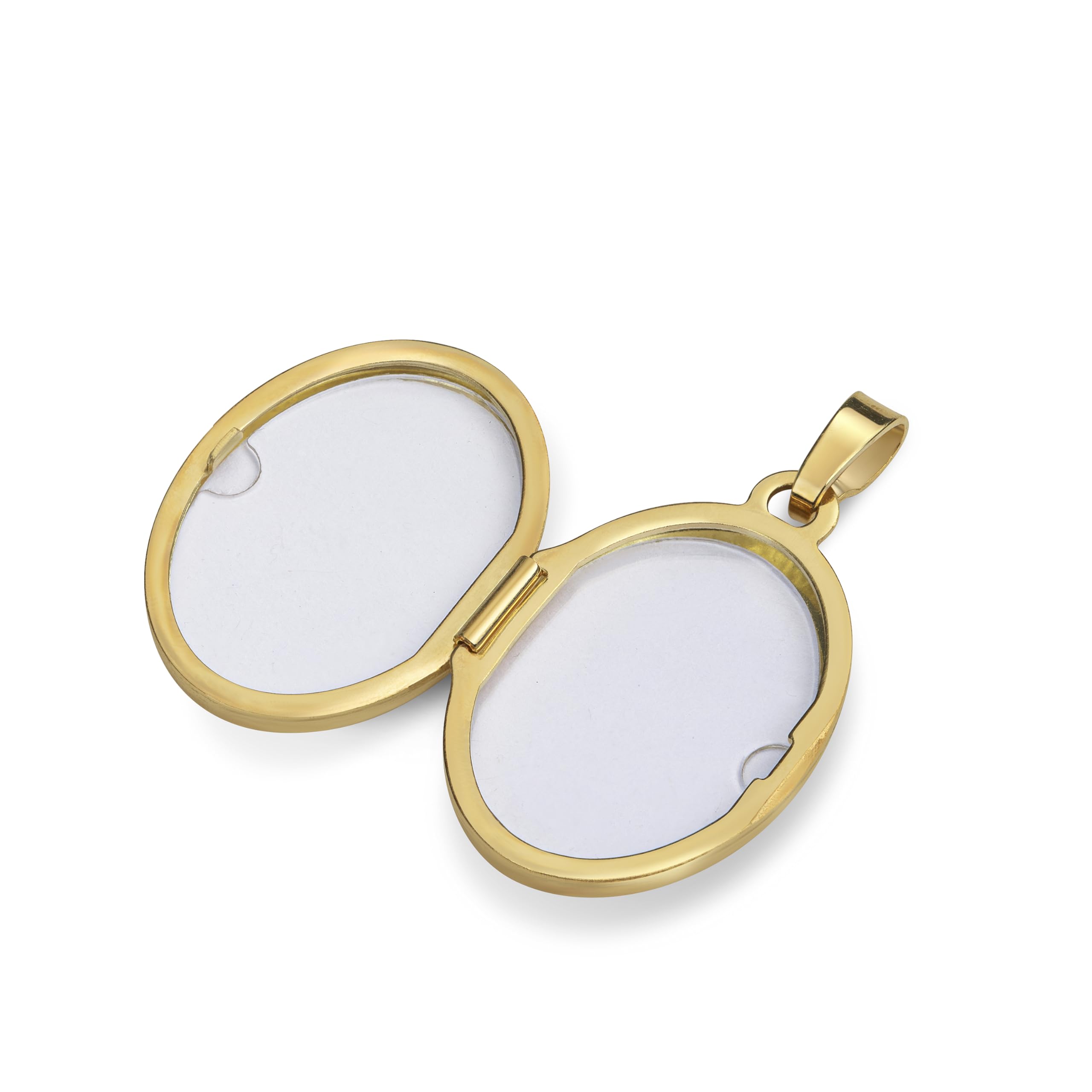 Medaillon Set Gold 333 mit Zirkonia für 2 Bilder Foto Amulett Anhänger oval zum Öffnen für Damen + Schmuck-Etui und Halskette