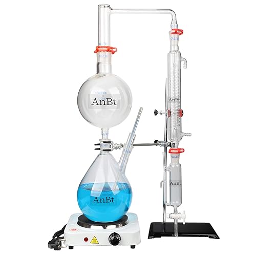 Kits de cristalería del purificador del destilador del agua del aparato de la destilación del aceite esencial del laboratorio 67.6 fl oz Wtubo del