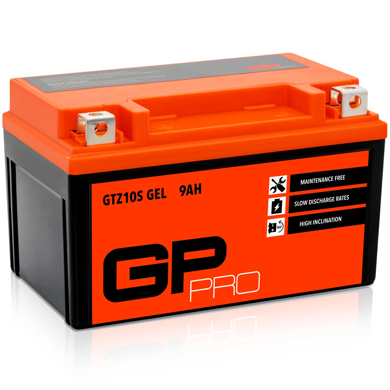GP-PRO Gel-Batterie 12V 9Ah GTZ10S Rollerbatterie/Motorradbatterie, wartungsfrei versiegelt vorgeladen ähnlich YTZ10S / YTZ10-S