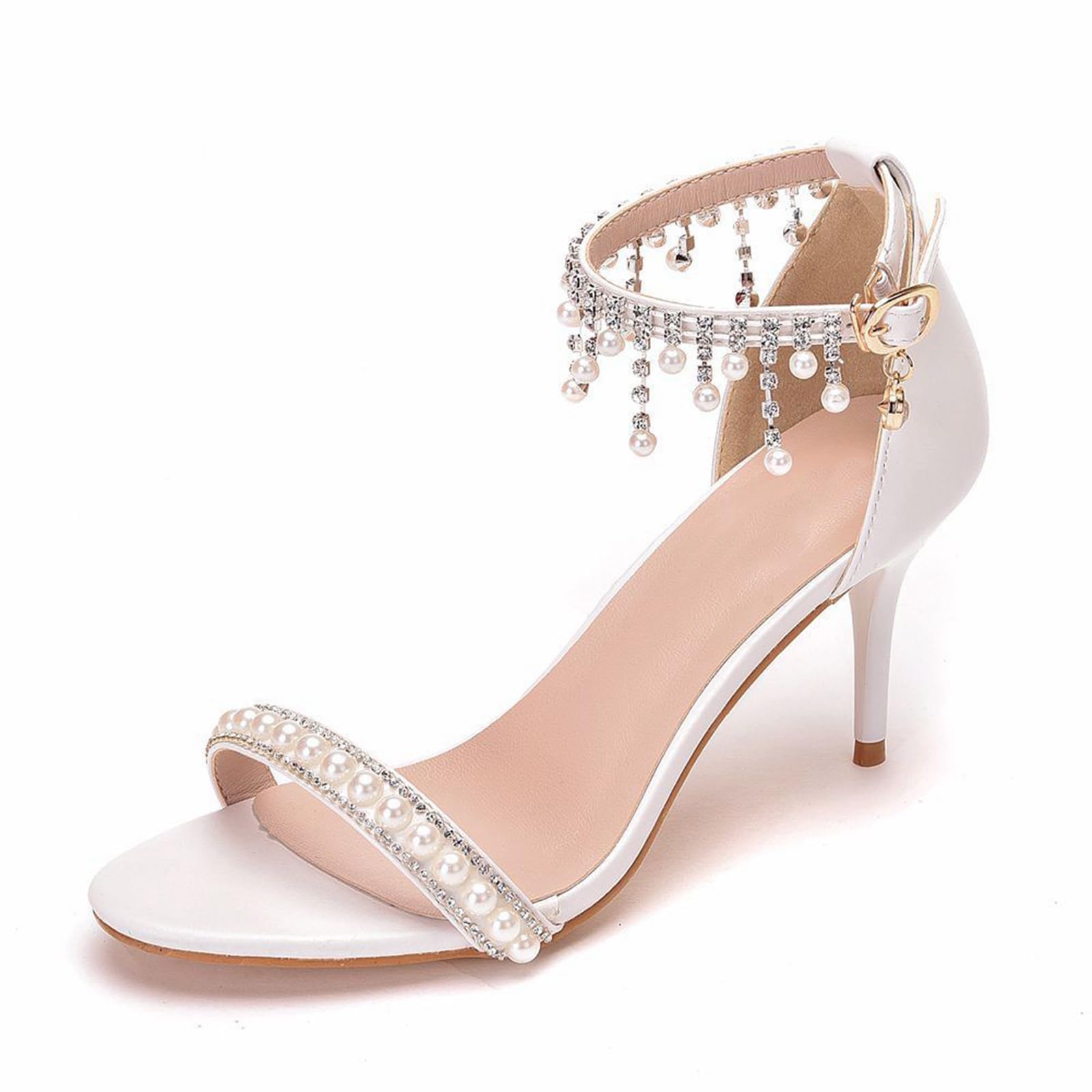 Talons Aiguilles Peep Toe Sandales Pompes Chaussures Mariage 7.5CM