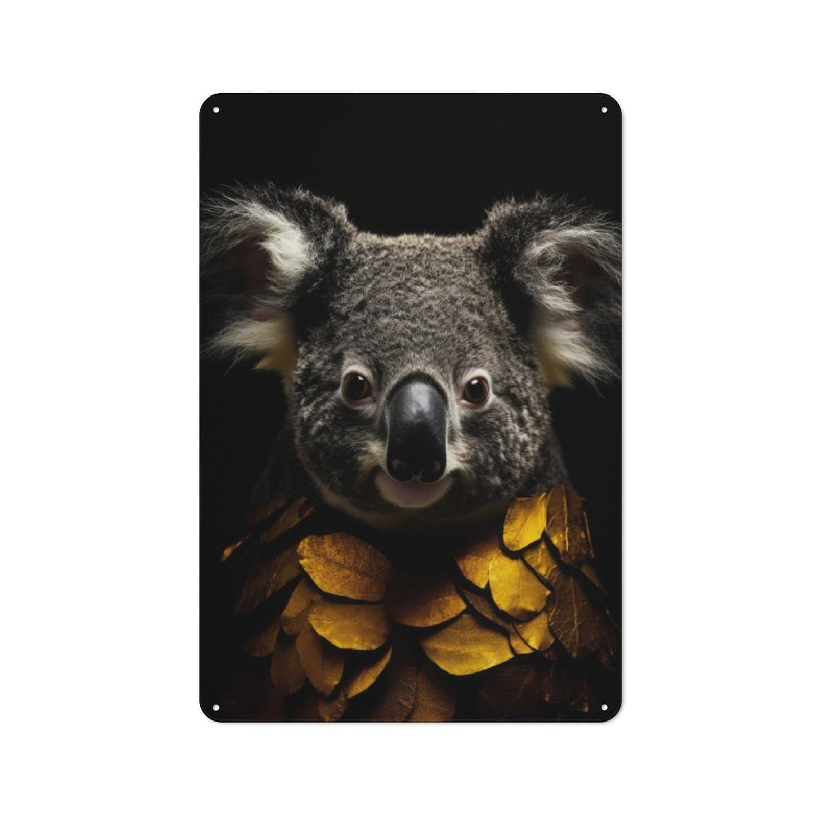 Junmoney Koala Gold Dark Retro-Style Metal Plaque 30X20cm For Garage Or Workshop, For Garage, Workshop And Man Cave Decoration