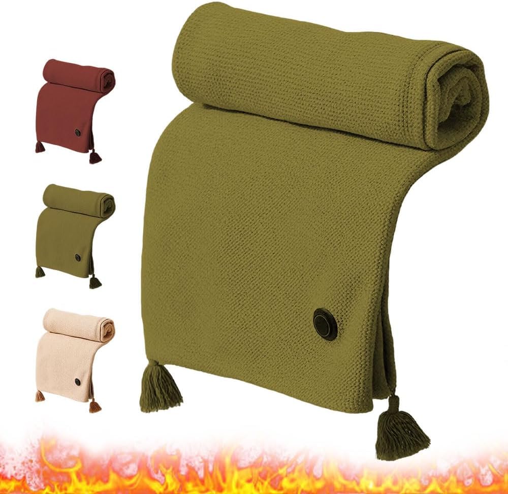 USB Heated Shawl, Portable Electric Heated Shawl Wrap,Wearable Heated Blanket with Zipper,USB Shawls Wrap,Washable Throw Blanket With Three Temp Settings For Home Travel Camping (Green)