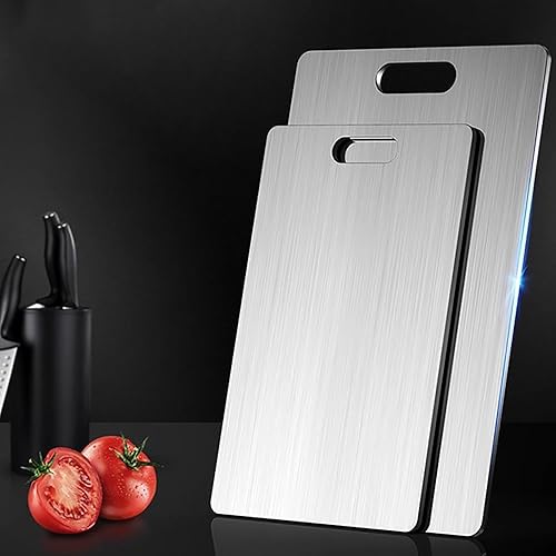 304 Cutting Board Stainless Steel, Steel Chopping Board, Kitchen Cutting Board, Brushed Craftsmanship, Rounded Corner Design, Thickened and Durable,