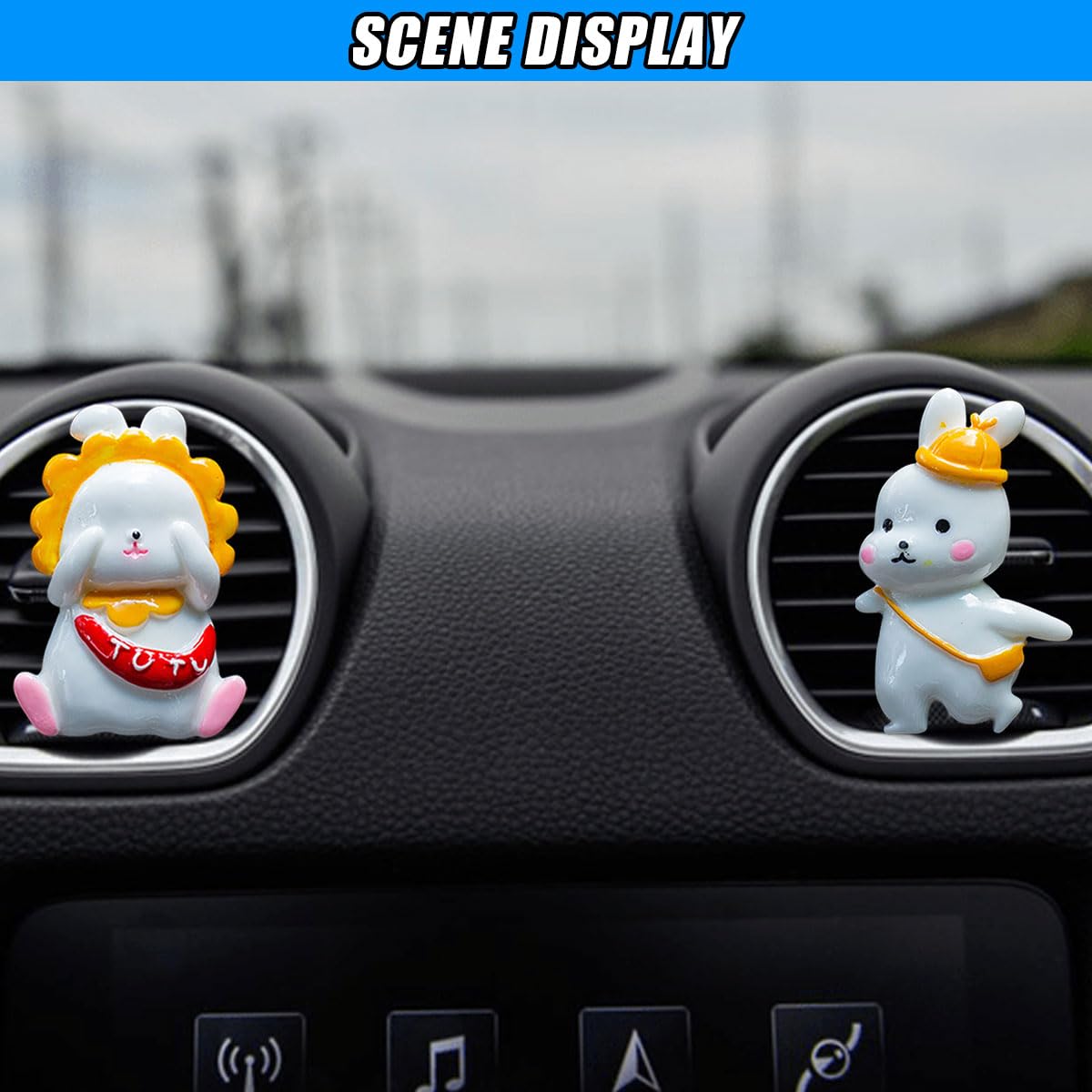 2PCS Cute Rabbit Decoration Car Air Vent Clip Cartoon Air Conditioner Outlet Charms Car Dashboard Air Freshener Vent — view 5