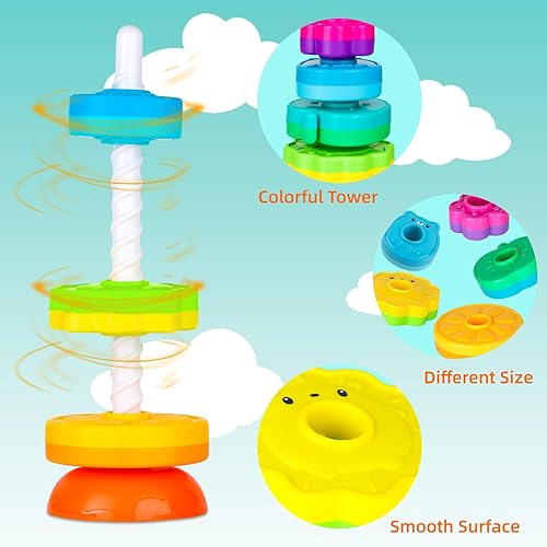 Miniatura 4 de LBAIBB Juguetes giratorios giratorios, juguetes giratorios para bebés, plástico ABS y diseño de arcoíris de color, se centran en los juguetes