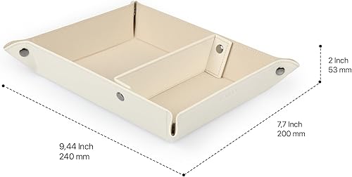 Miniatura 5 de Londo Organizador de bandeja de cuero, práctico y ligero resistente al agua, caja de almacenamiento de escritorio para billeteras, relojes, llaves