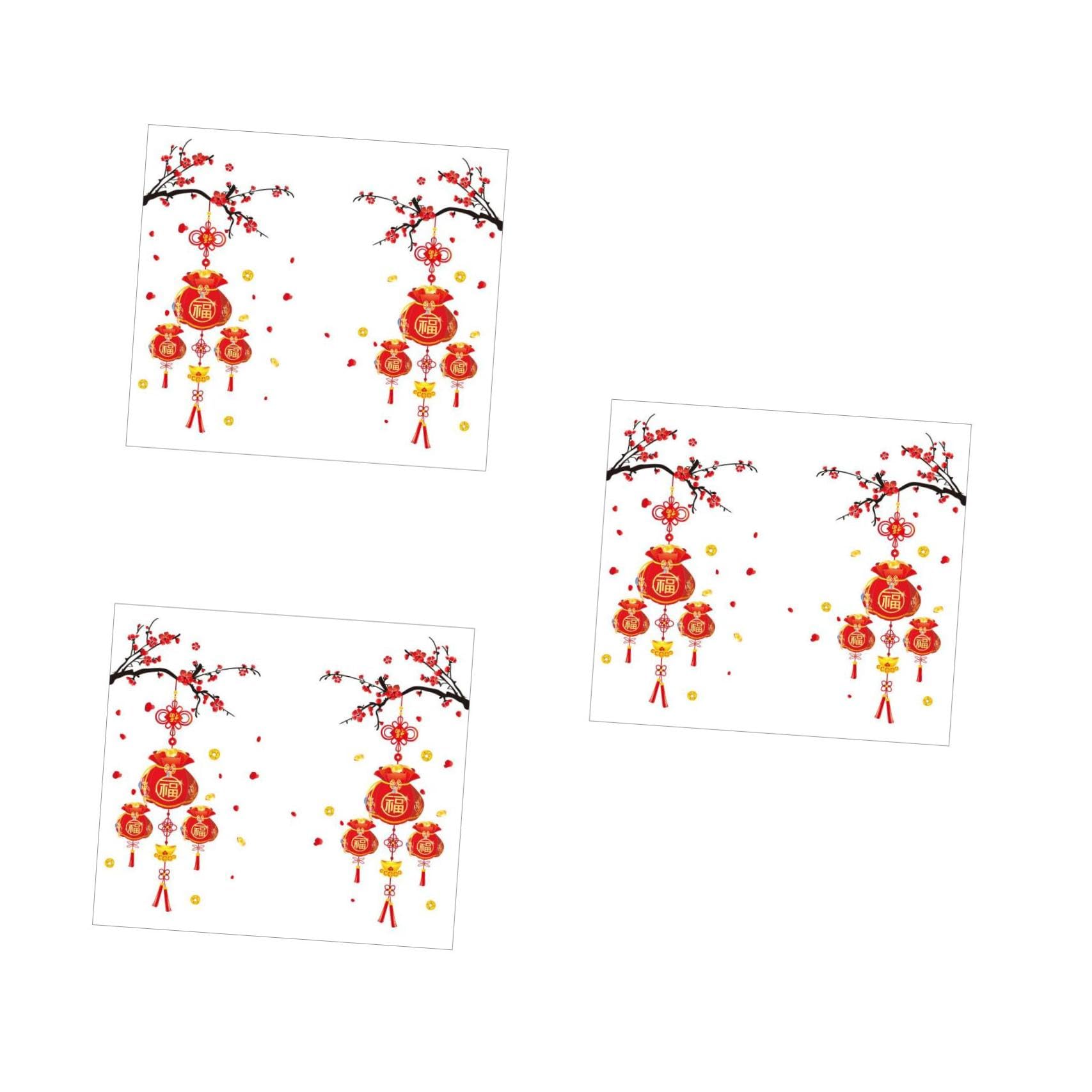 Levemolo 3sätze Fensterdeko Neujahrs Wandaufkleber Frühlingsfest Fenstersticker Selbstklebende Dekoration Für Glas Glücksbringer Für Chinesisches Neujahr Teiliges