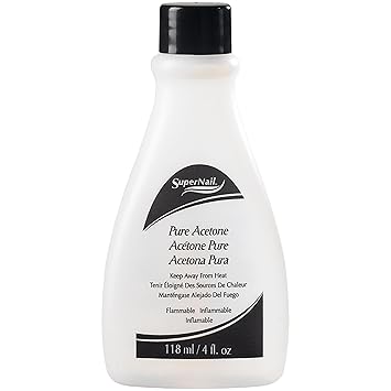 SuperNail Pure Acetone Nail Polish Remover Fast-Acting Gel Polish Remover for Nails, Acrylic & Dip Powder Nails, Clear & Unscented Formula, 4 fl oz