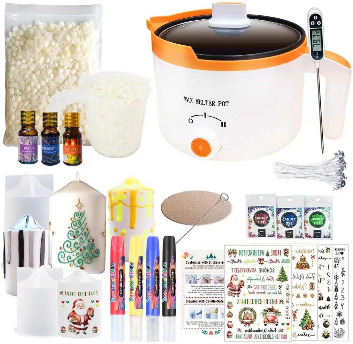 Ksedcon Complete Scented Candle Making Kit for Adults Includes 2lb Soy Wax, 1lb Beeswax, Jars, Wax Melt Starter Kit with Moulds- Perfect DIY Gift!