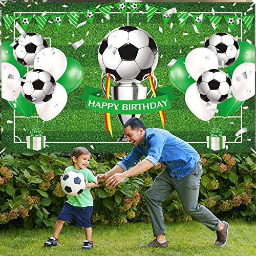 Soccer Happy Birthday Banner,Large Soccer Birthday Party Supplies Decorations Banner Backdrop Printed With Soccer Balloons For Boys Kids Teens Sport Themed Birthday Party Supplies Photo Background #TOP4
