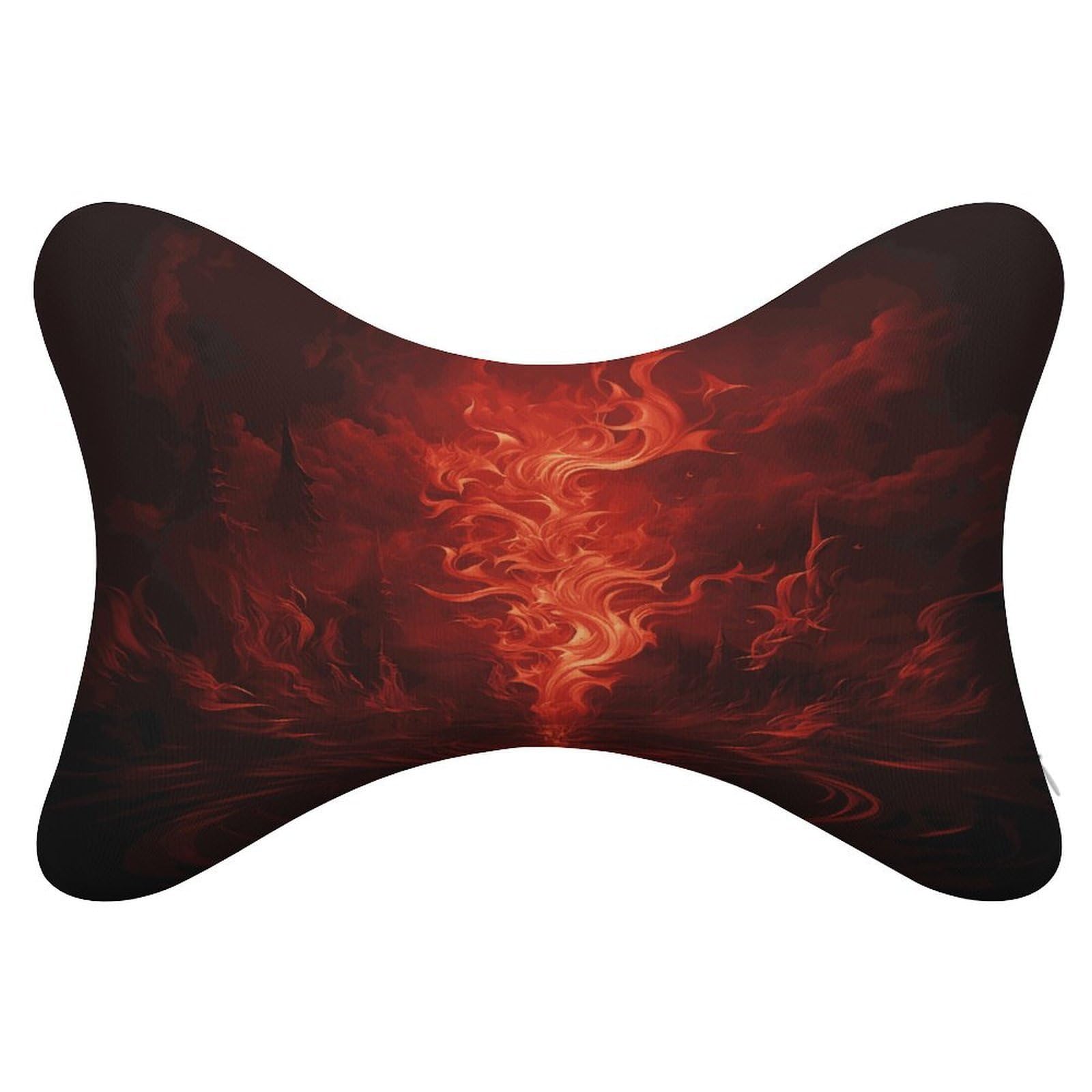 FekiLoot Red Flame Car Headrest Set of 2,Softness Memory Foam Car Neck Pillow with Breathable Removable Cover Car Neck Support Pillow Ergonomic for Driving, Office