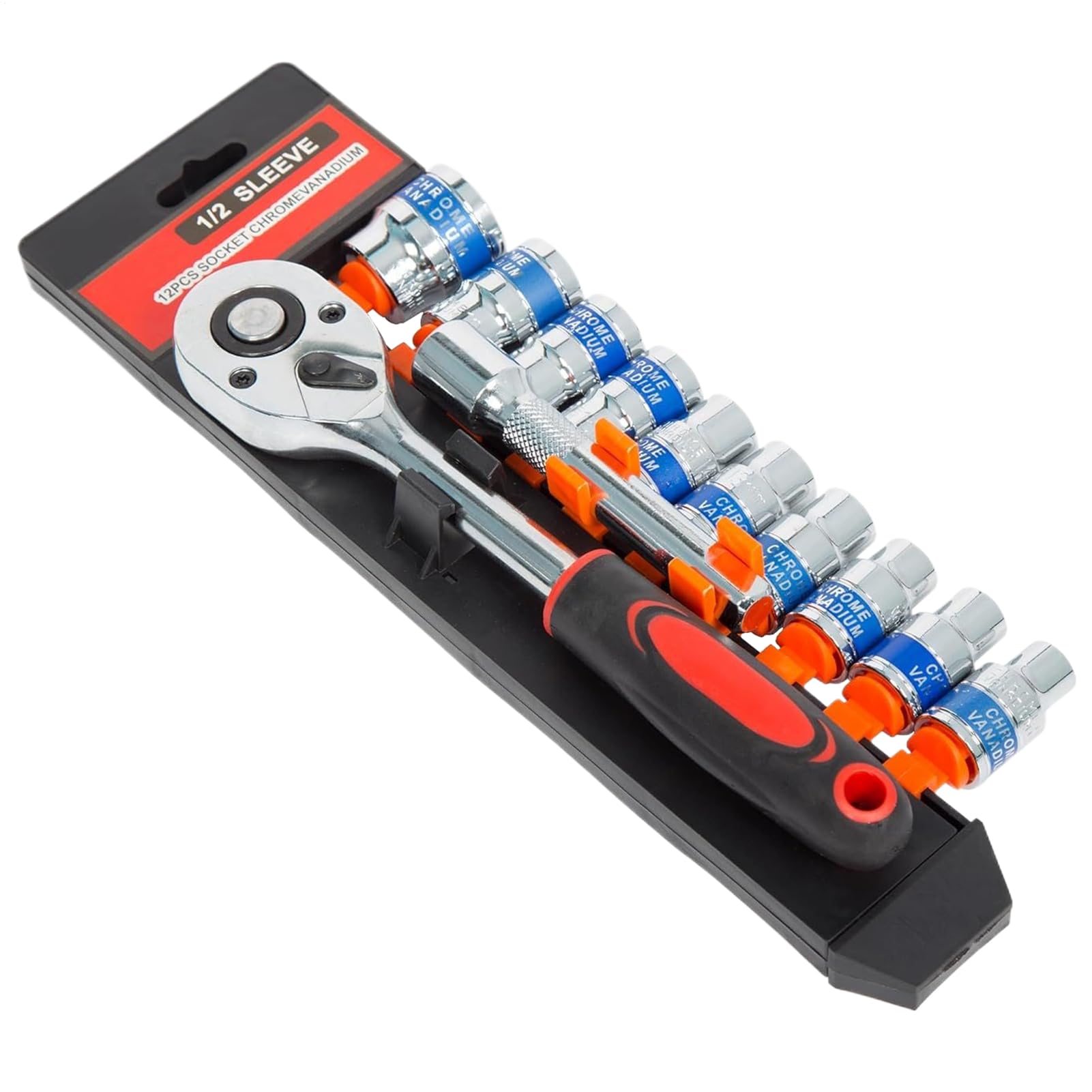 Set di boccole a cricchetto, 12 pezzi, 12,7 mm
