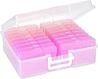 OMNISAFE 4x6 Photo Storage Boxes - 16 Acid-Free Plastic Cases, Craft Organizer with Handle for Photos, Scrapbooking & Supplies
